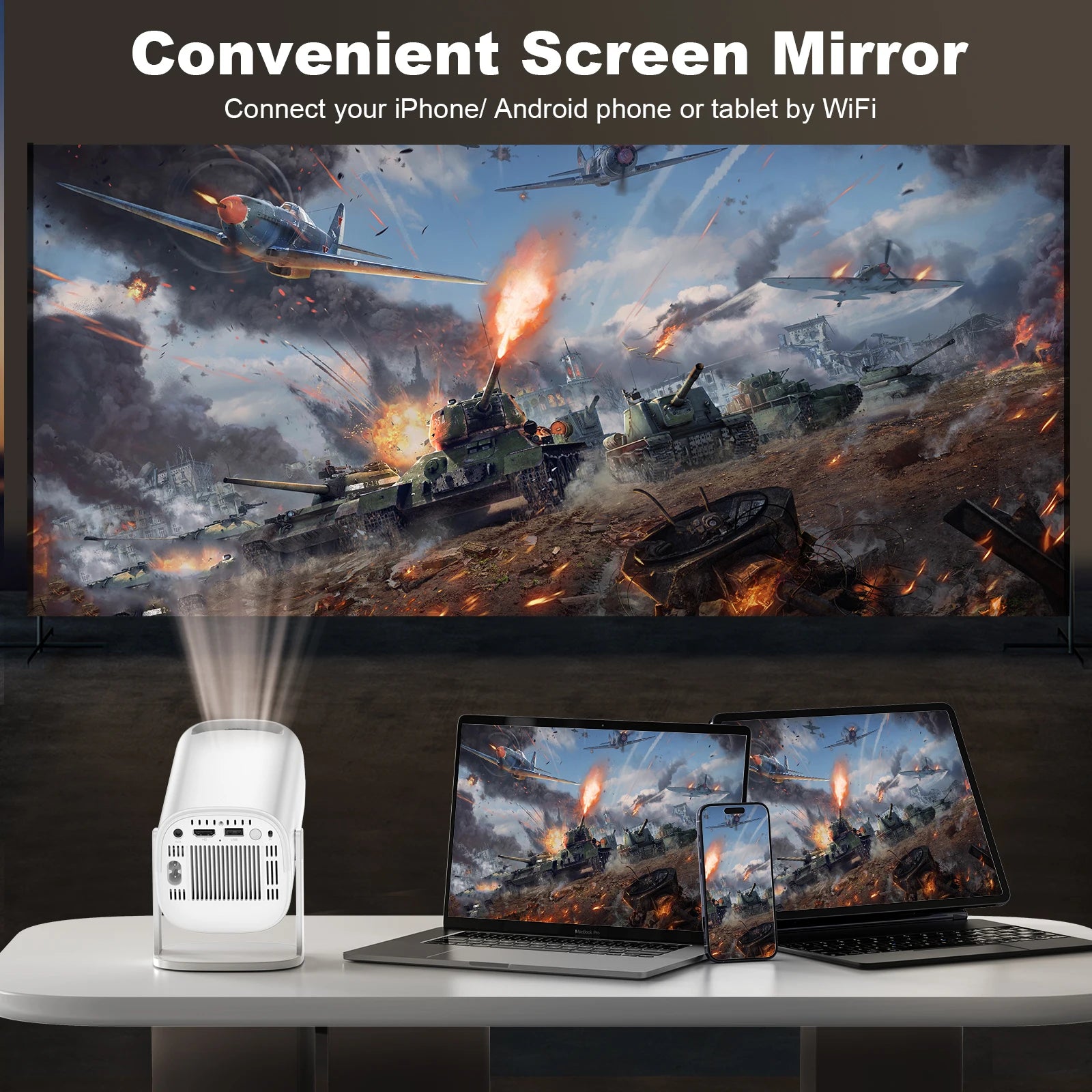 4K Home Cinema Portable Mini Projector