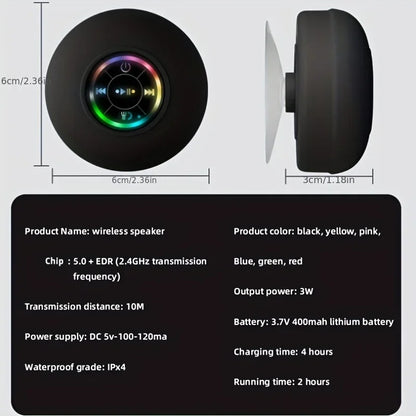 Bathroom Waterproof Wireless LED Bluetooth Speaker 